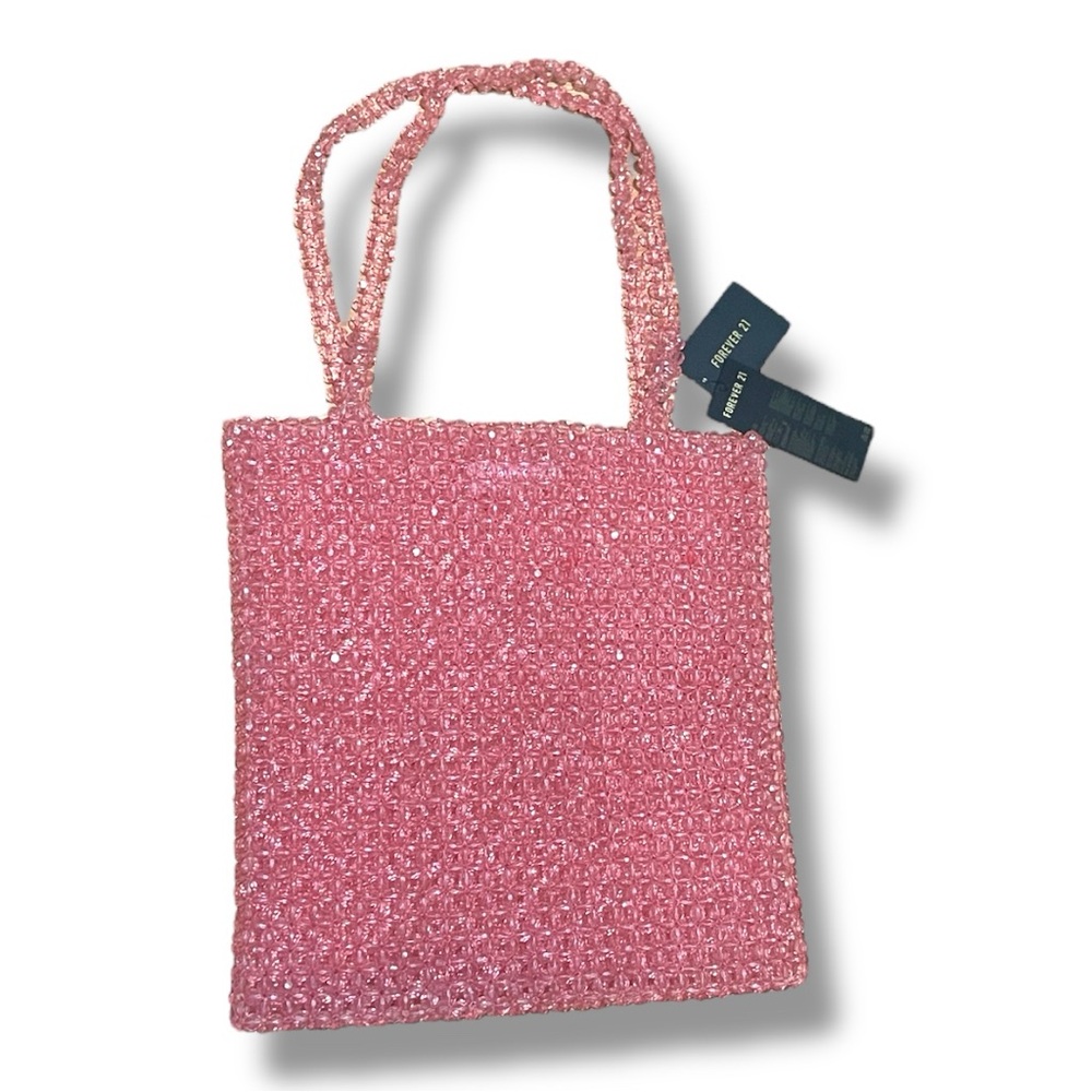 NWT Forever 21 Pink Beaded Tote Bag Purse